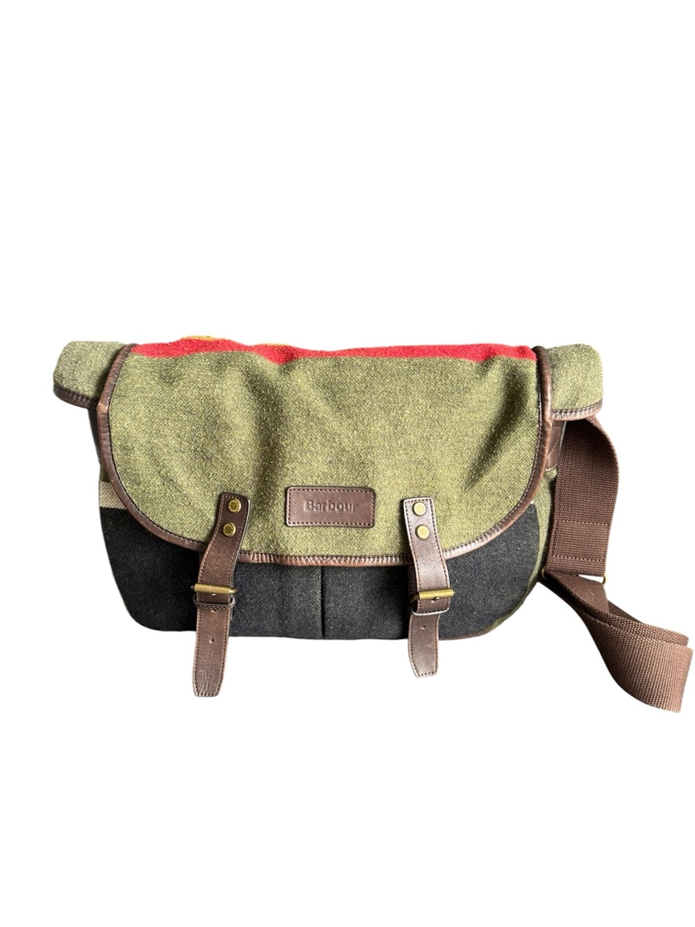 Barbour Messenger Bag Blanket Wool Striped Crossbody Briefcase Work Unisex Mens